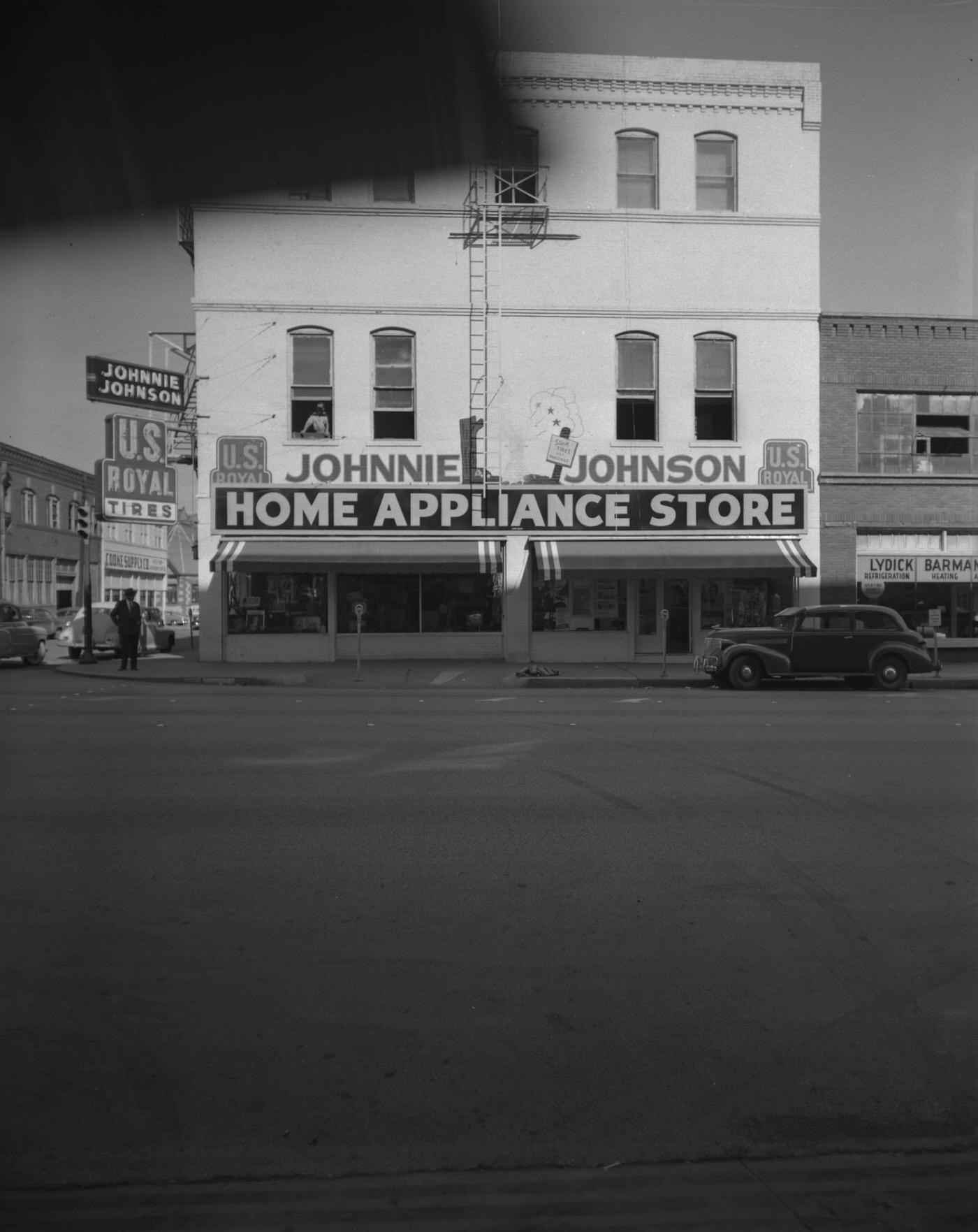 #54 Johnnie Johnson Home Appliance Store in Fort Worth, 1950.