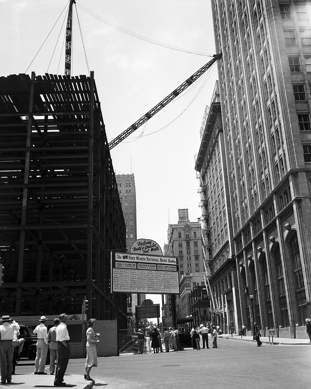 #89 The aftermath of a construction accident during the building of the new Fort Worth National Bank Building, 1951.