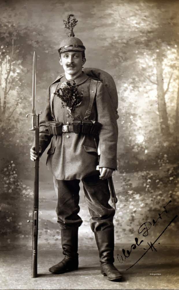 Fabulous Studio Portraits of German Soldiers with Flowers, 1910s WWI