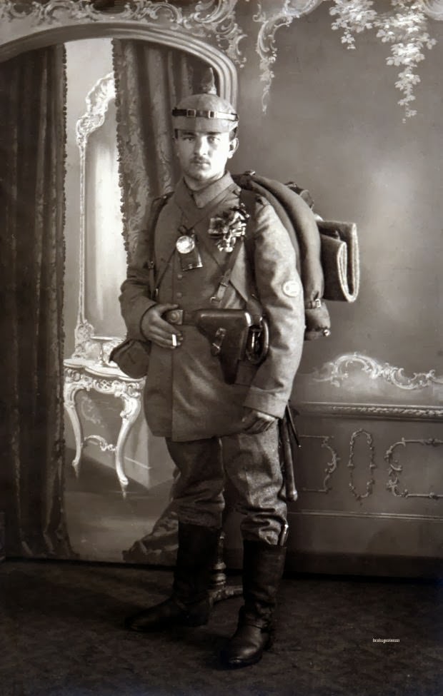 Fabulous Studio Portraits of German Soldiers with Flowers, 1910s WWI