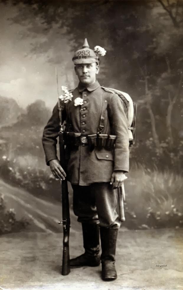 Fabulous Studio Portraits of German Soldiers with Flowers, 1910s WWI