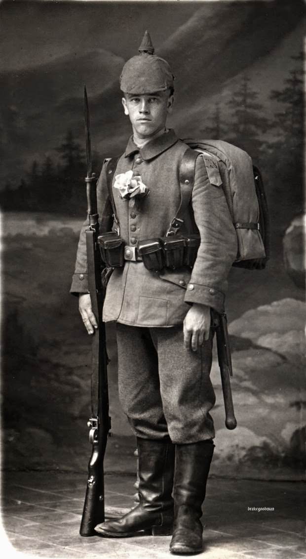 Fabulous Studio Portraits of German Soldiers with Flowers, 1910s WWI
