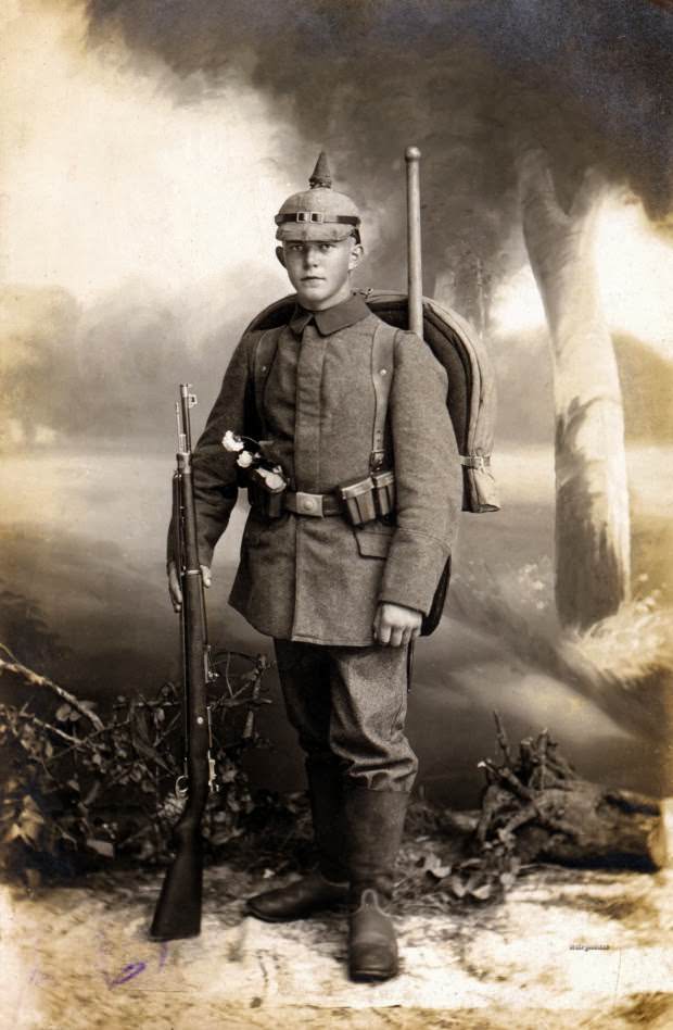 Fabulous Studio Portraits of German Soldiers with Flowers, 1910s WWI