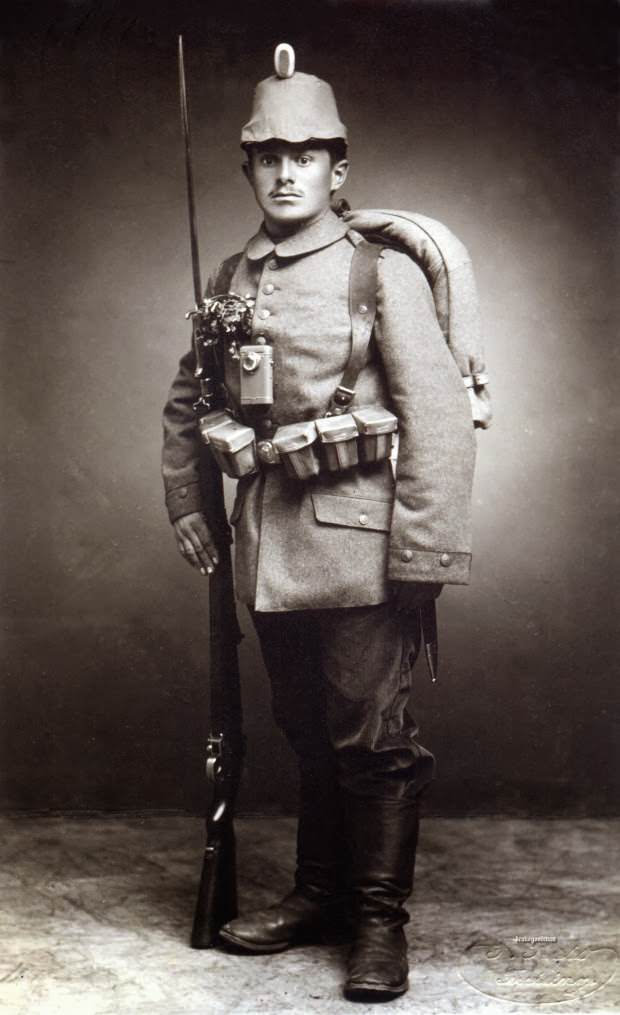 Fabulous Studio Portraits of German Soldiers with Flowers, 1910s WWI