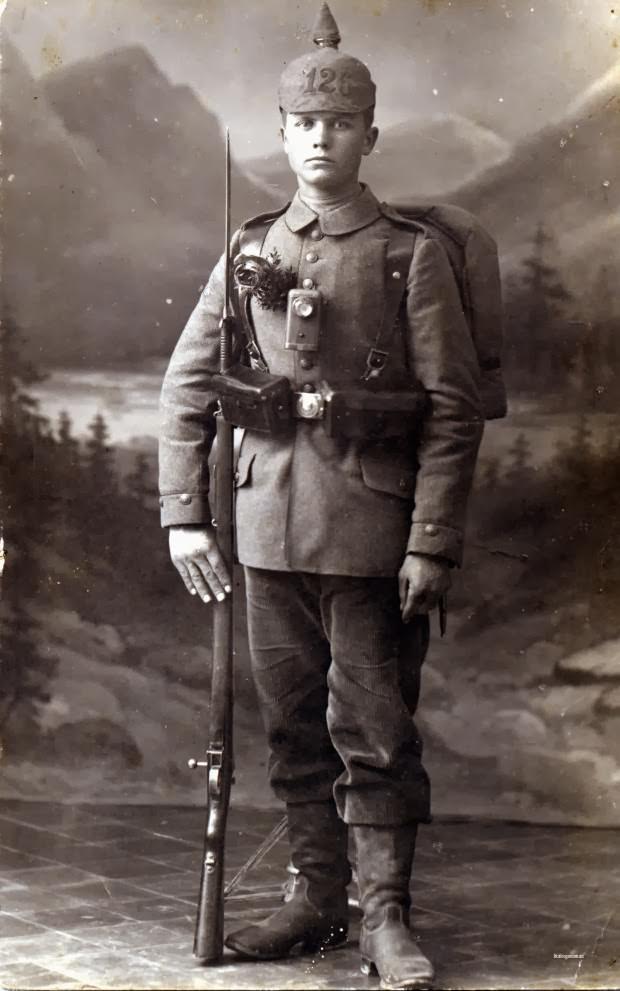 Fabulous Studio Portraits of German Soldiers with Flowers, 1910s WWI