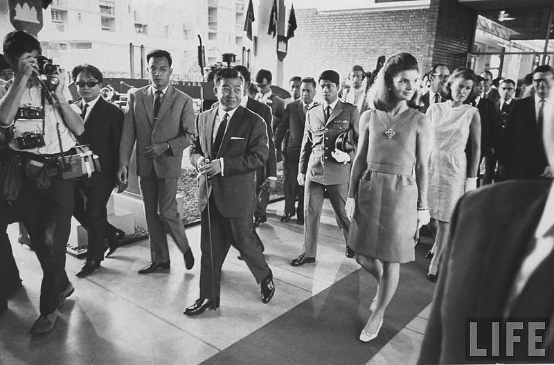 #1 Jackie Kennedy walking with Prince Norodom Sihanouk during her visit to Cambodia. Nov 1967