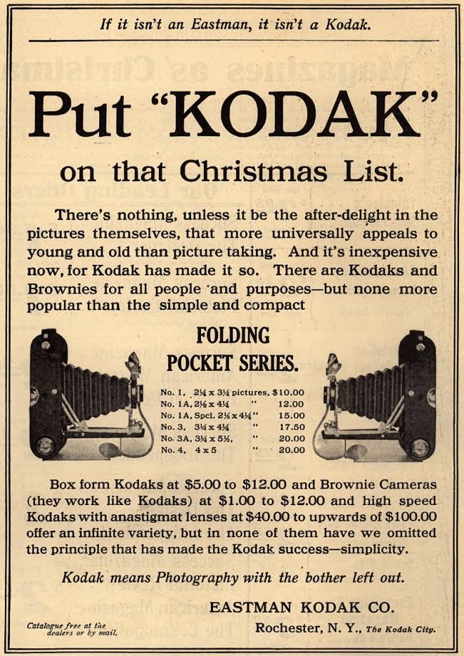 #3 Kodak’s Folding Pocket Series – Put “Kodak” on that Christmas List. (1909)