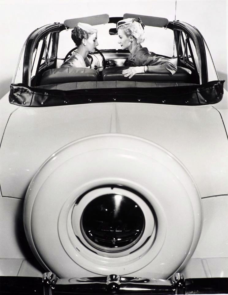 #9 Georgia Hamilton and Sunny Harnett in Cadillac advertisement, photo by Erwin Blumenfeld, New York, 1954