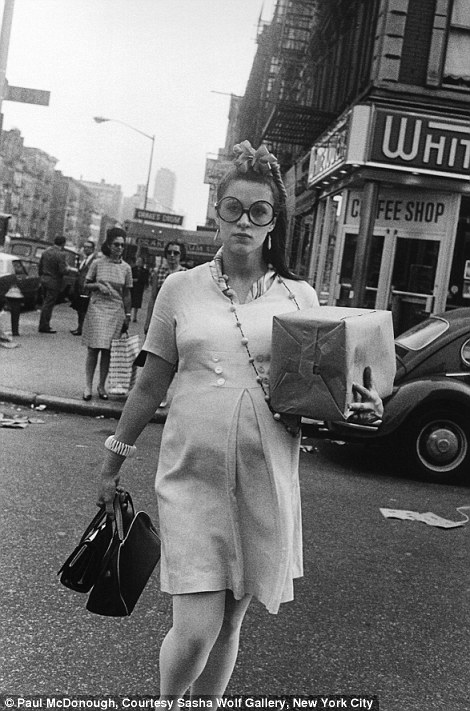 #25 Pregnant Woman Crossing 85th Street, NYC, 1969