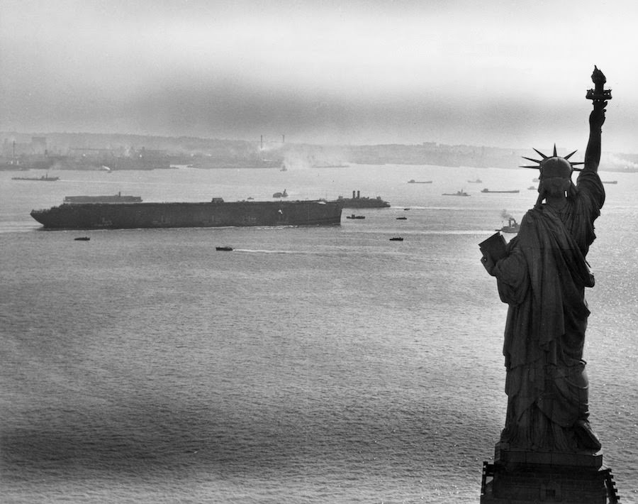 #17 The Statue of Liberty and the U.S.S. Lafayette, 1945.