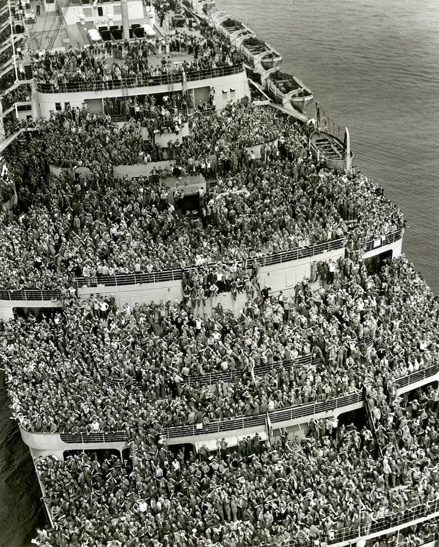 #20 Crowded ships brought American troops back to New York Harbor for months after V-Day.
