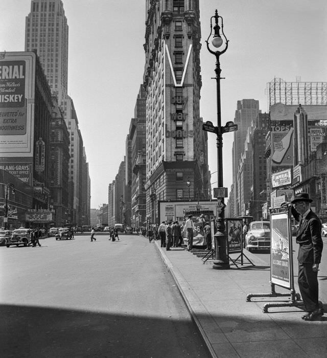#1 Looking north south on Broadway at Times Square, New York, 1942.