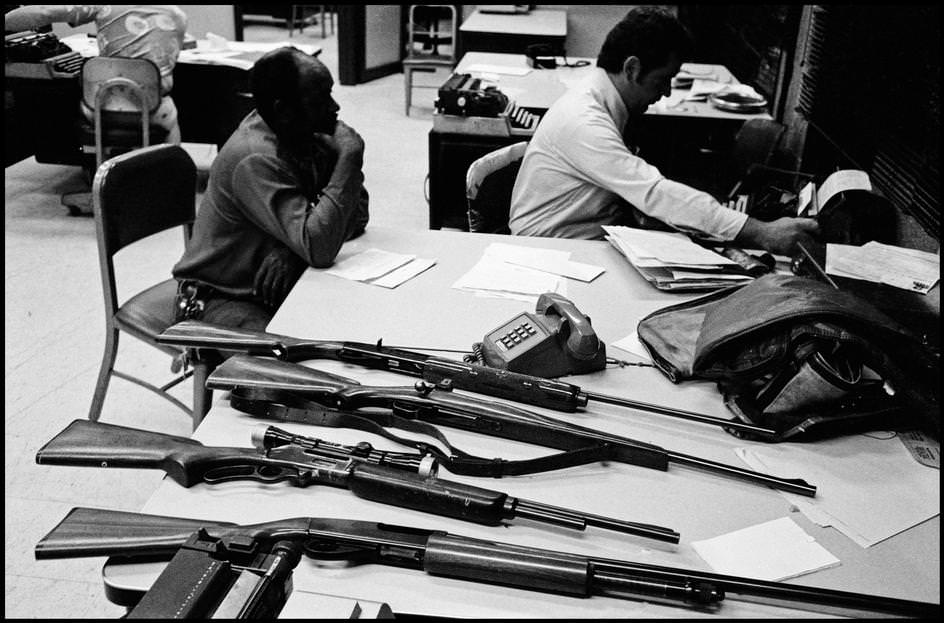 #70 Detective is an inventory of confiscated guns in the raid, 1979.