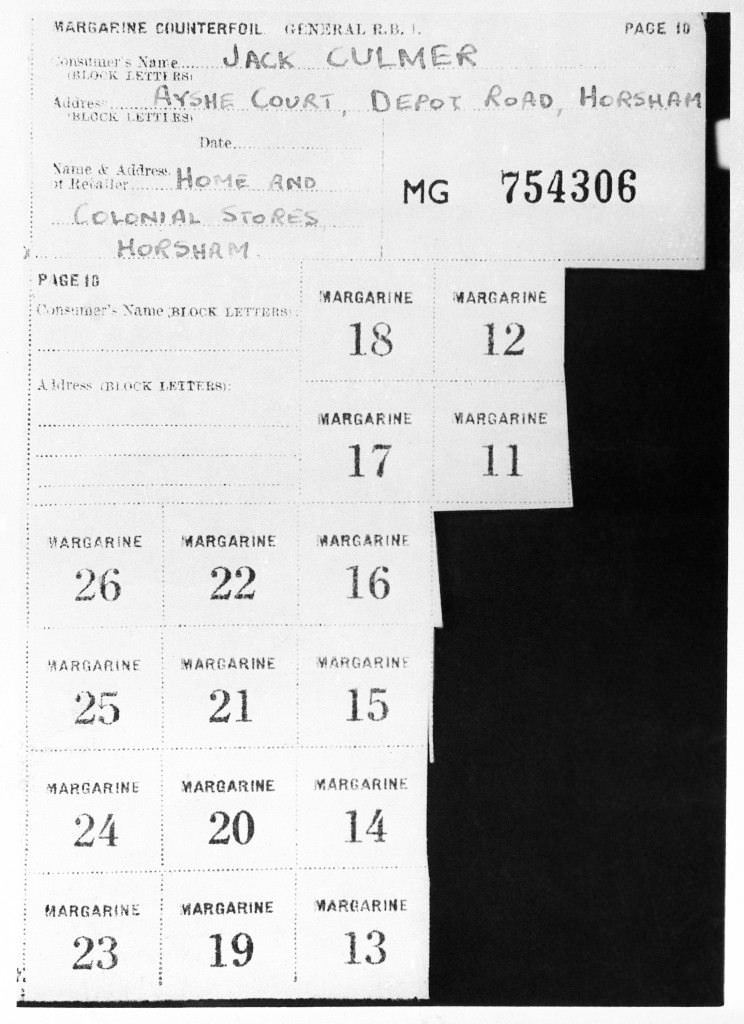 #19 Food rationing coupons served for clothing coupons, 1941.