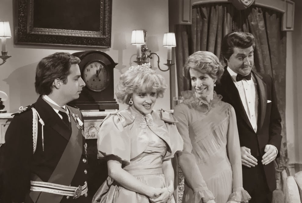Getting some early practice on perfecting her faux British accent while playing Princess Di in the sketch “Nancy Reagan Meets Charles &; Di.”