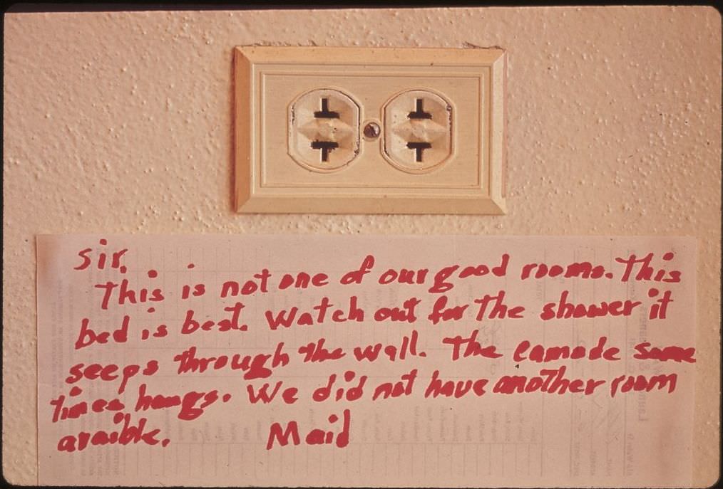 #27 A message on a wall in the Frio Canyon Lodge, 1972.
