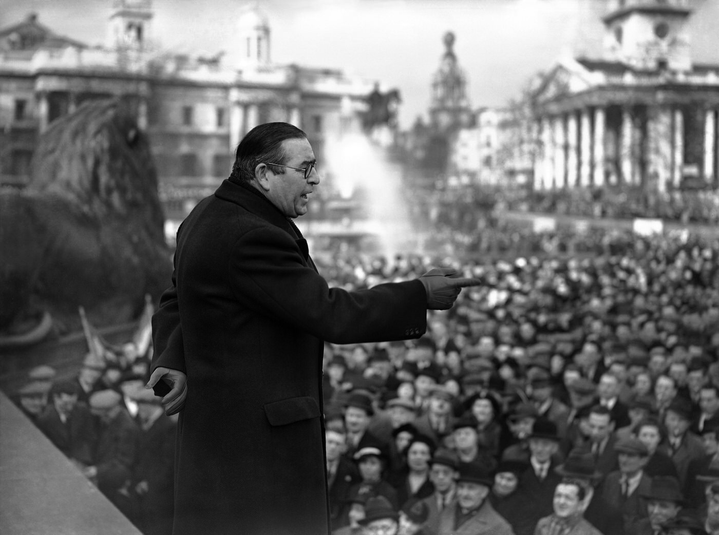 #20 Lord Strabolgi addressing a protest against the betrayal of Spanish democracy in Trafalgar Square, 1939.