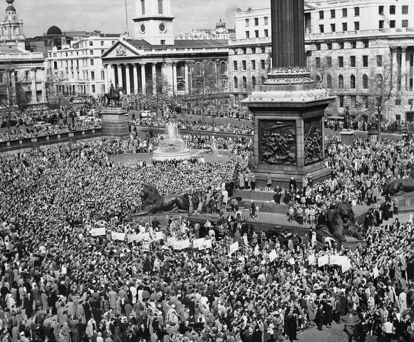 #38 A “Ban the Bomb” demonstration in Trafalgar Square, 1960.