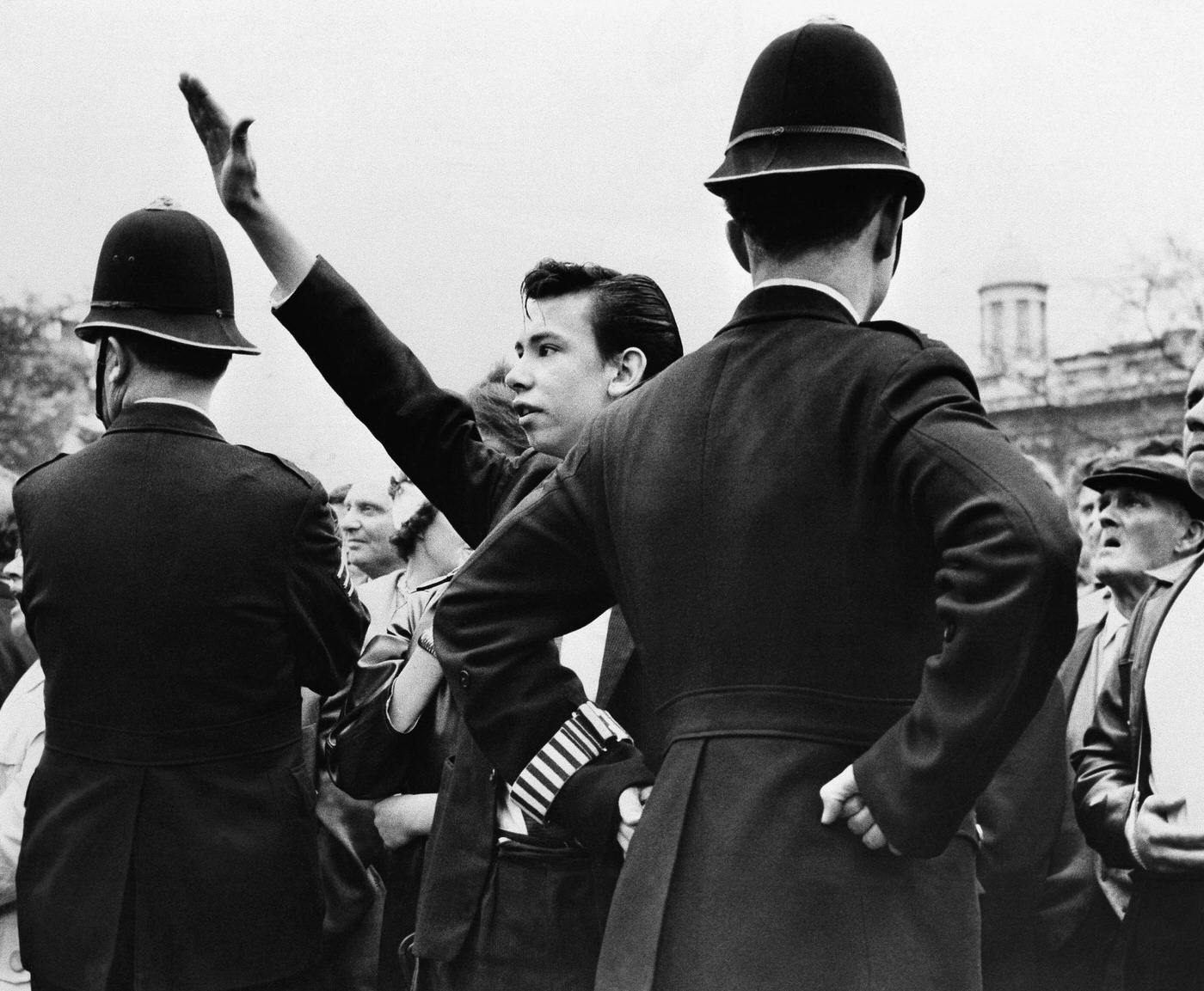#43 A National Socialist Party rally in Trafalgar Square, 1962.