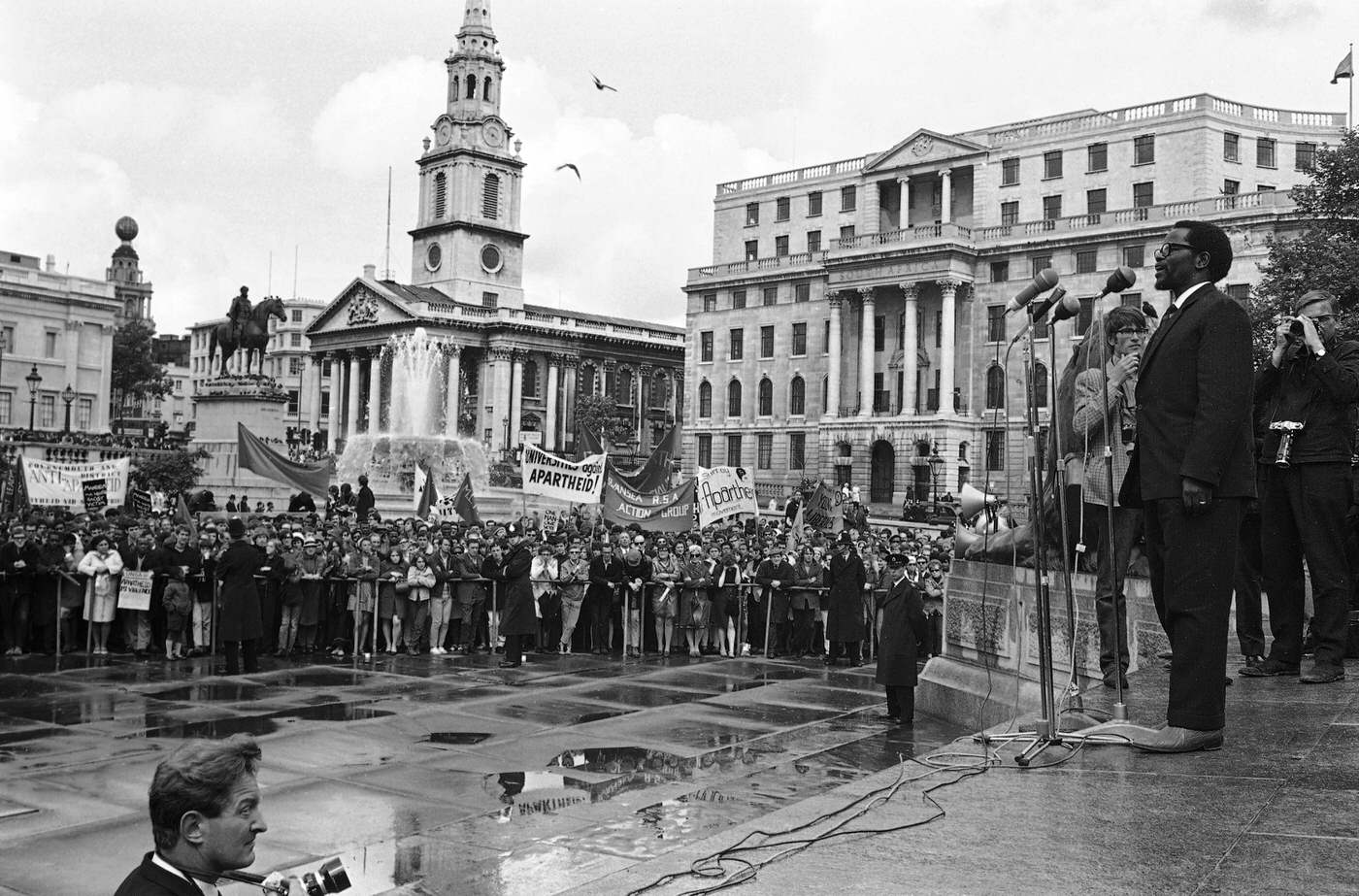 #49 Oliver Tambo addressing the anti-apartheid movement’s South African Freedom Day Rally, 1968.