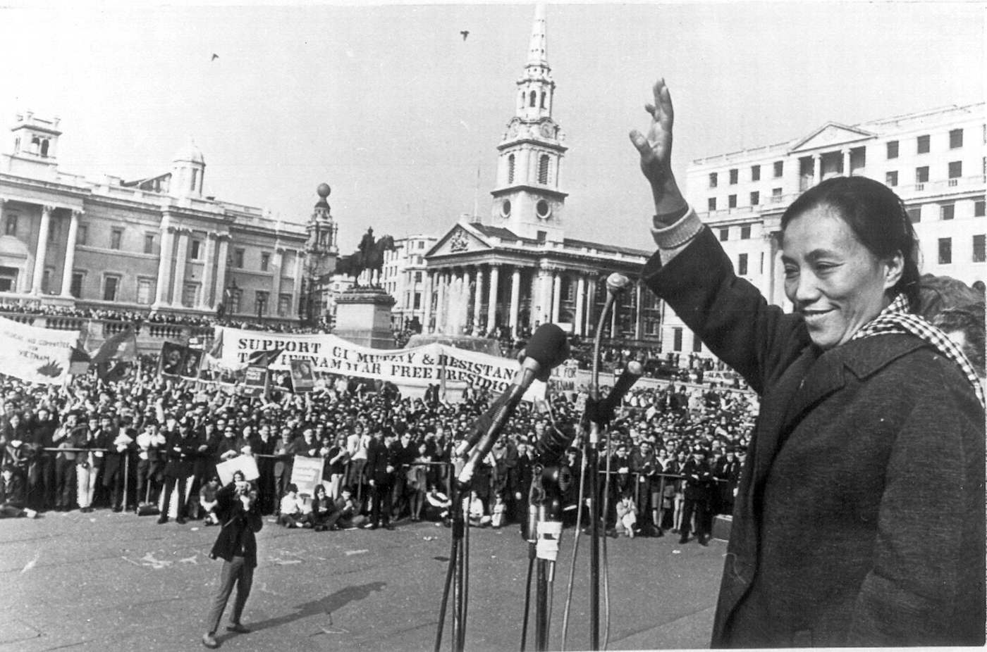 #51 Madame Nguyen Thi Binh at a Campaign for Nuclear Disarmament march ending in Trafalgar Square, 1969.