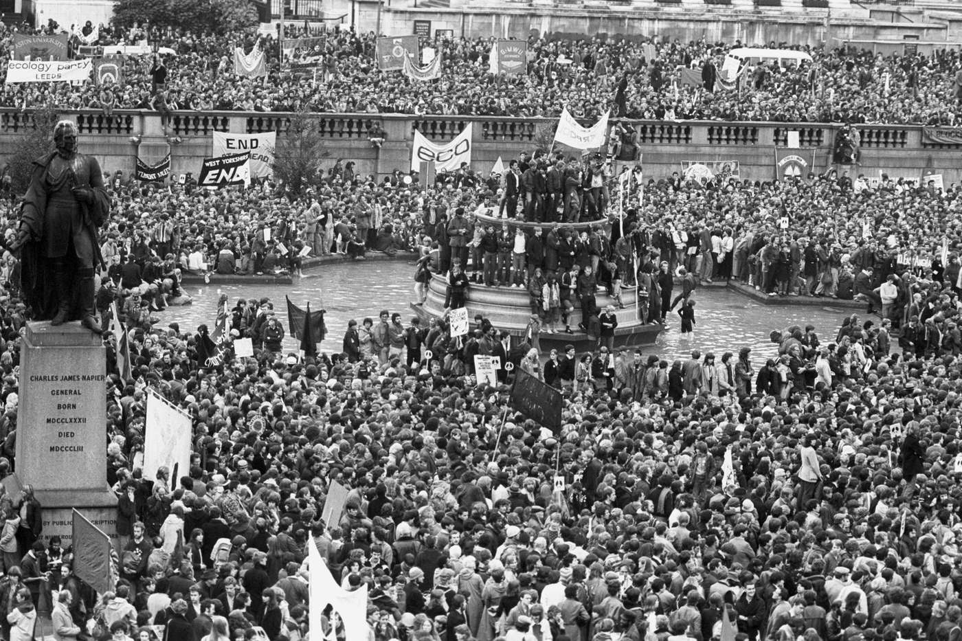 #62 A Campaign for Nuclear Disarmament demonstration in Trafalgar Square, 1980.