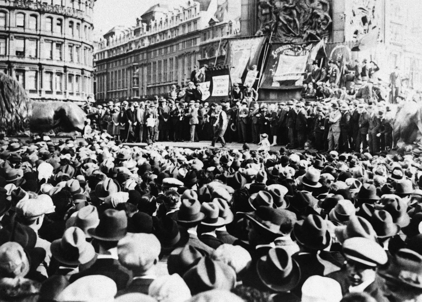 #11 A memorial demonstration for Sacco and Vanzetti in Trafalgar Square, 1927.