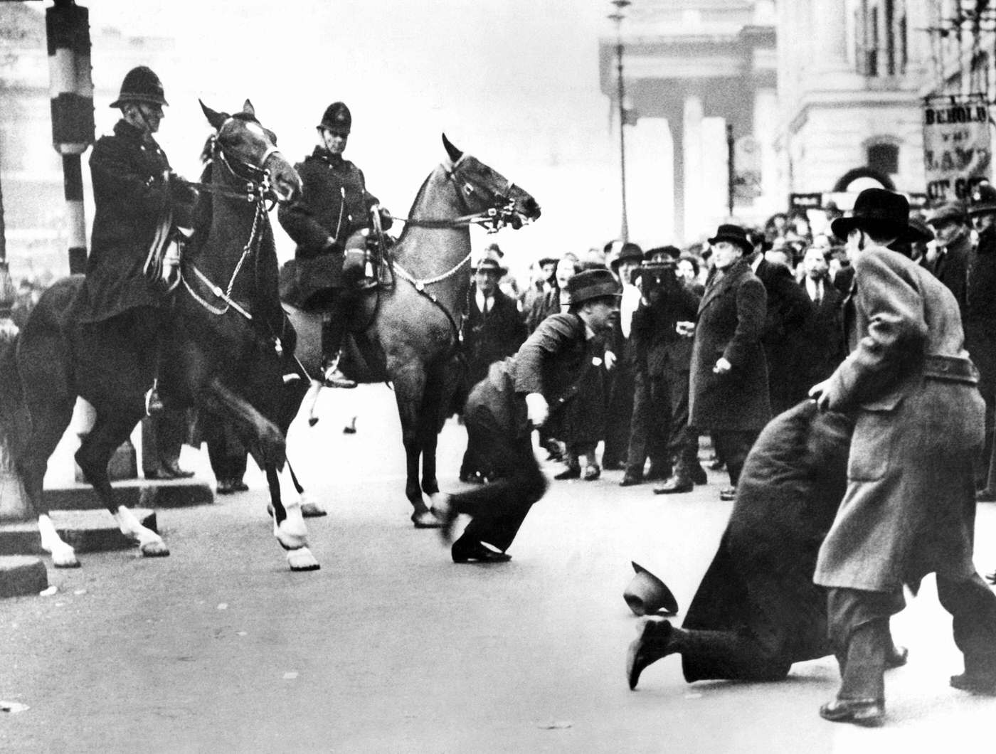 #13 An incident during the Hunger Marchers’ demonstration in Trafalgar Square, 1934.