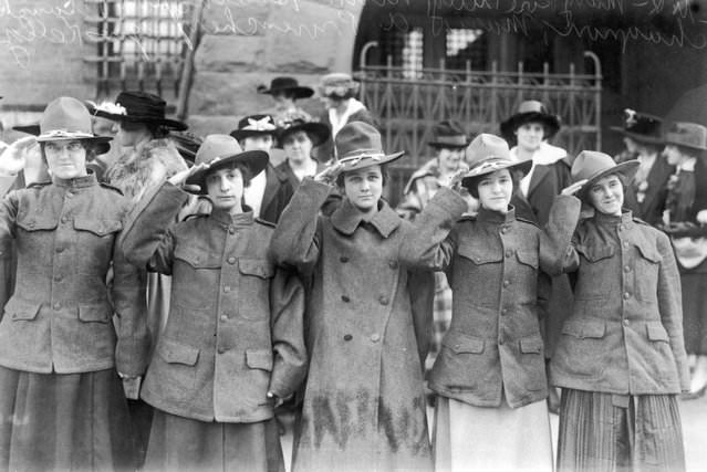 Young women from Lowell, Massachusetts, forming America’s first Women’s Death Battalion, 1917.