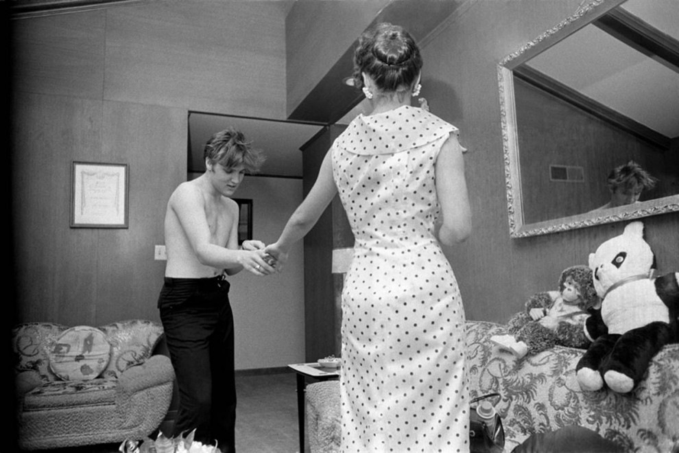 Elvis dancing with Barbara Hearn at his home, 1956.