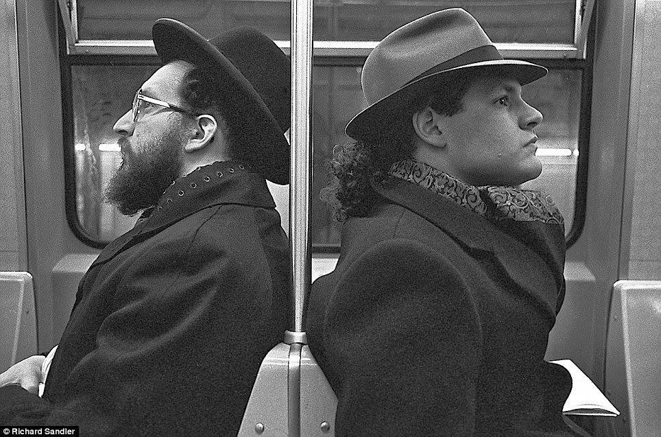#20 “Hasid and Hipster” on a subway, 1990.