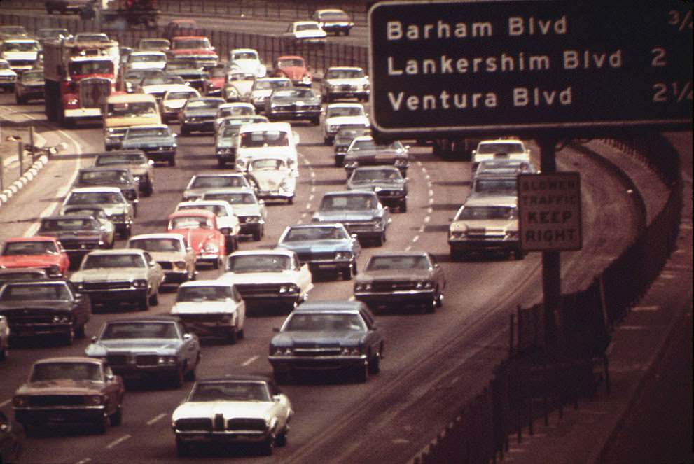 #29 Traffic on the Hollywood Freeway near Ventura Beach, California, 1972.