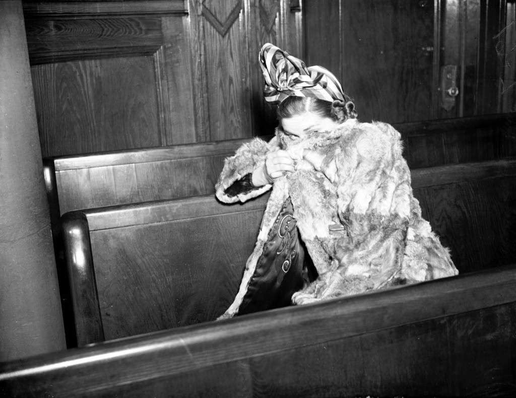 #10 Grace Druggan, 26, the wife of notorious prohibition era beer baron Terry Druggan, is in court on March 7, 1941, to get her son Terrence Jr., 3, back from the elder Druggan. Druggan violated a custody agreement in effect since she filed for divorce that allowed Druggan to have the boy on weekends only. Druggen had refused to give him up the prior weekend, but returned him by way of a threat from the judge to hold him in contempt of court. The divorced Grace Druggan committed suicide five years later by jumping off Navy Pier in 1946.