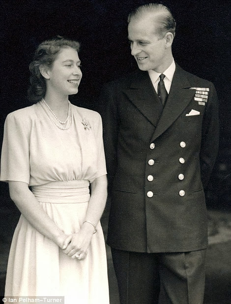 #2 The Queen after announcing her engagement to Prince Philip in 1947.