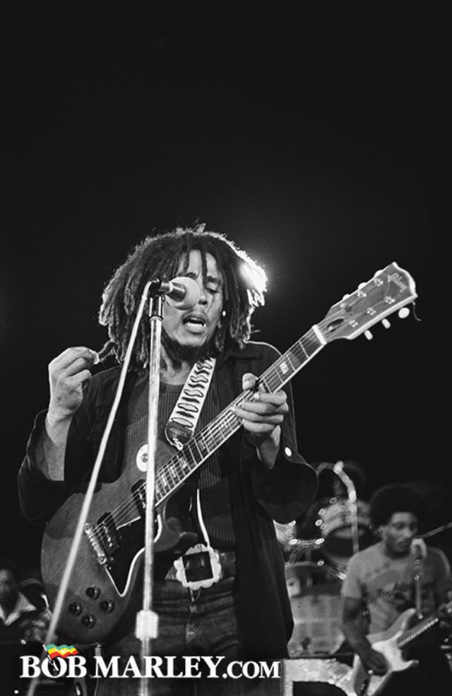 #9 Bob live at the Wailers/Jackson 5 concert in Kingston, 1975 (Photos by Neville Garrick © Fifty-Six Hope Road Music, Ltd.)