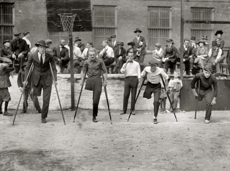 #25 Start of a one-legged race for people with disabilities, New York, 1918.
