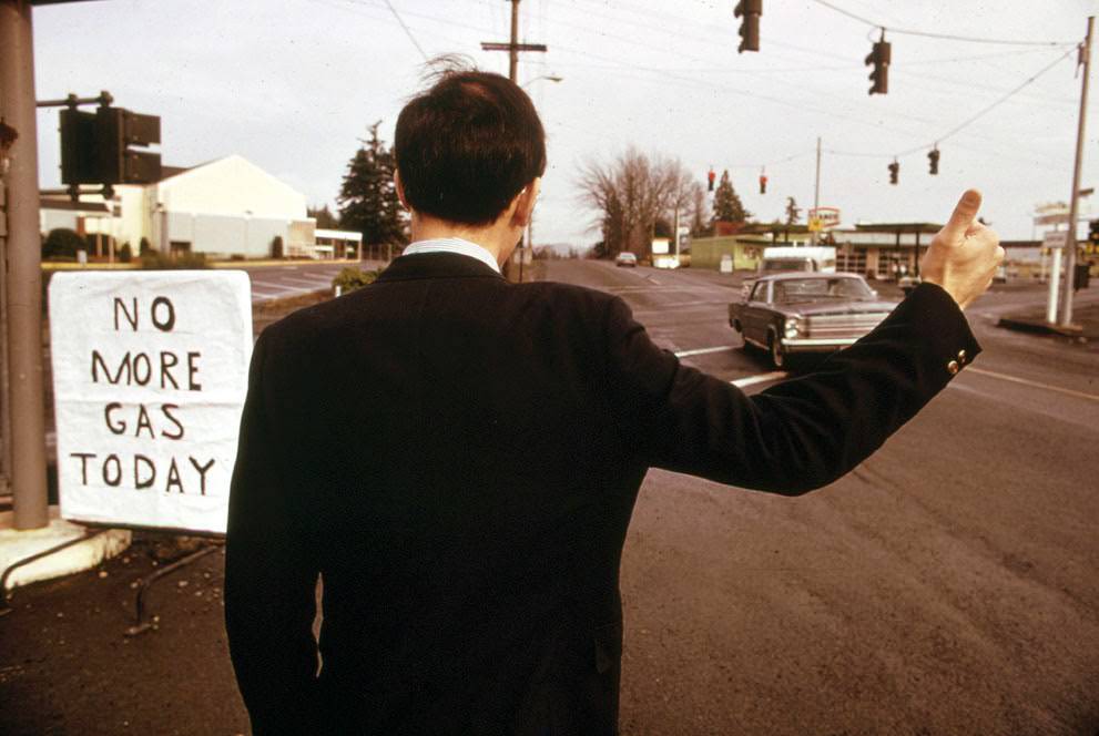 #11 The gas shortage in the Pacific Northwest during 1973 had even suited businessmen hitch-hiking in places like Beaverton, Oregon.