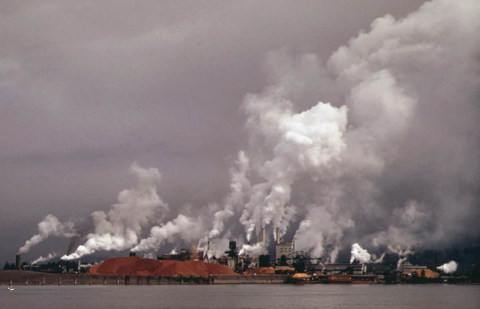 #17 Weyerhauser paper mills and Reynolds Metal Plant are both located in Longview, Washington, on the Columbia River, 1973.