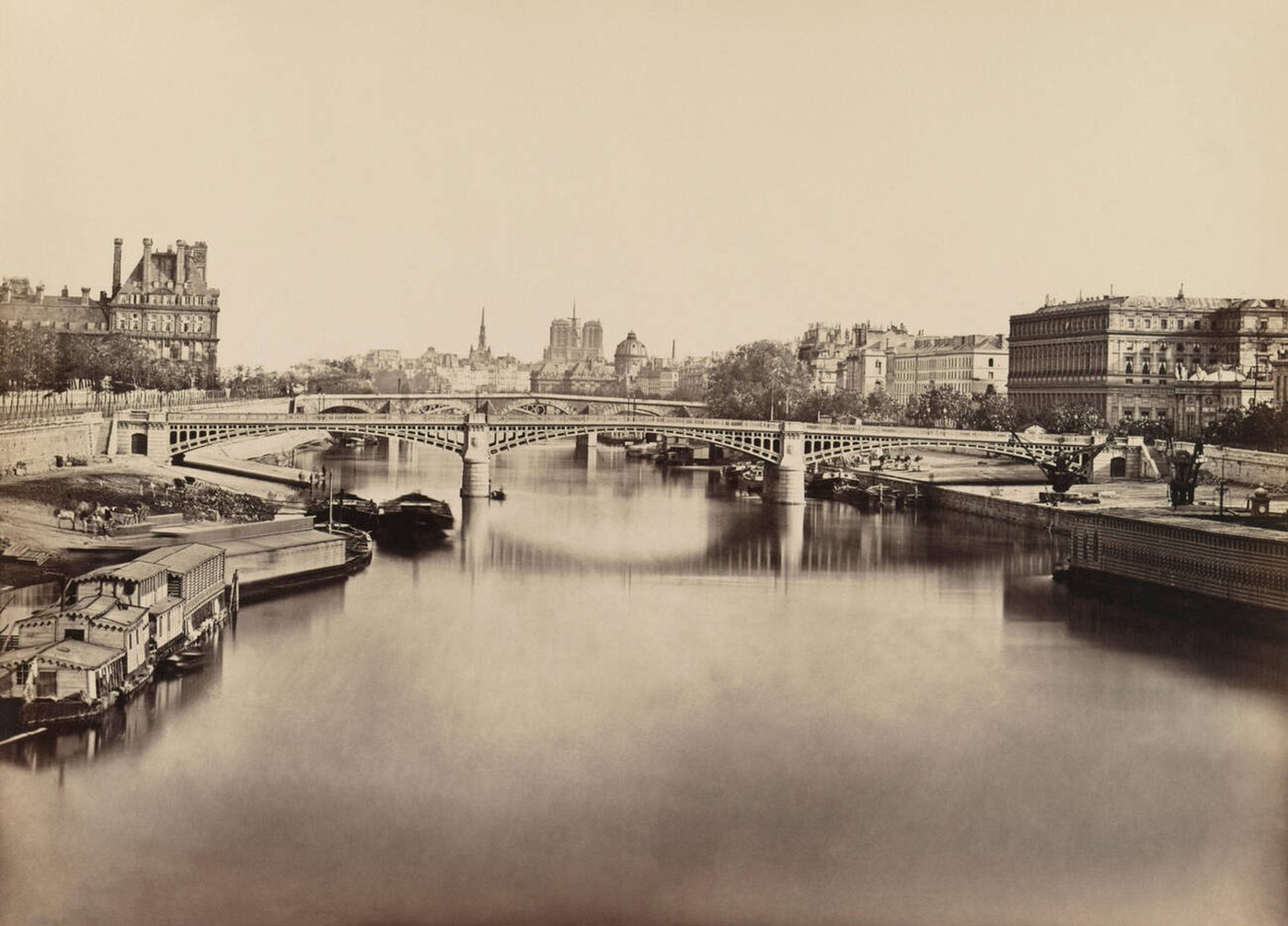 #22 Seine River looking toward Notre Dame, Paris, France, 1860s.