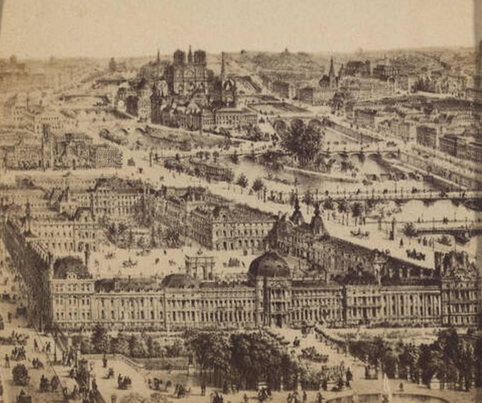 #39 Panorama de Paris, Les Tuileries et Le Louvre, 1860s.