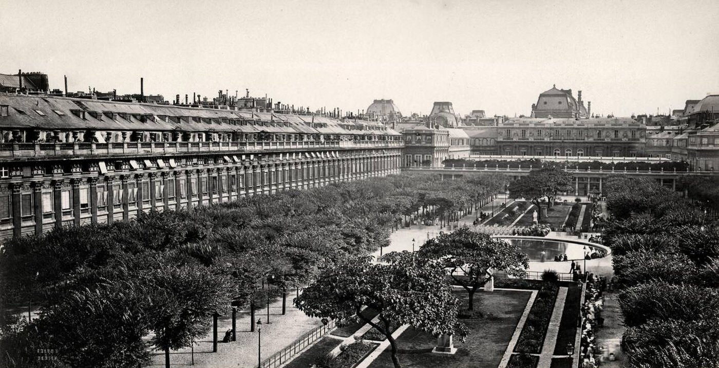#48 19th century photograph: Gardens of the Palais Royale, Paris, France.