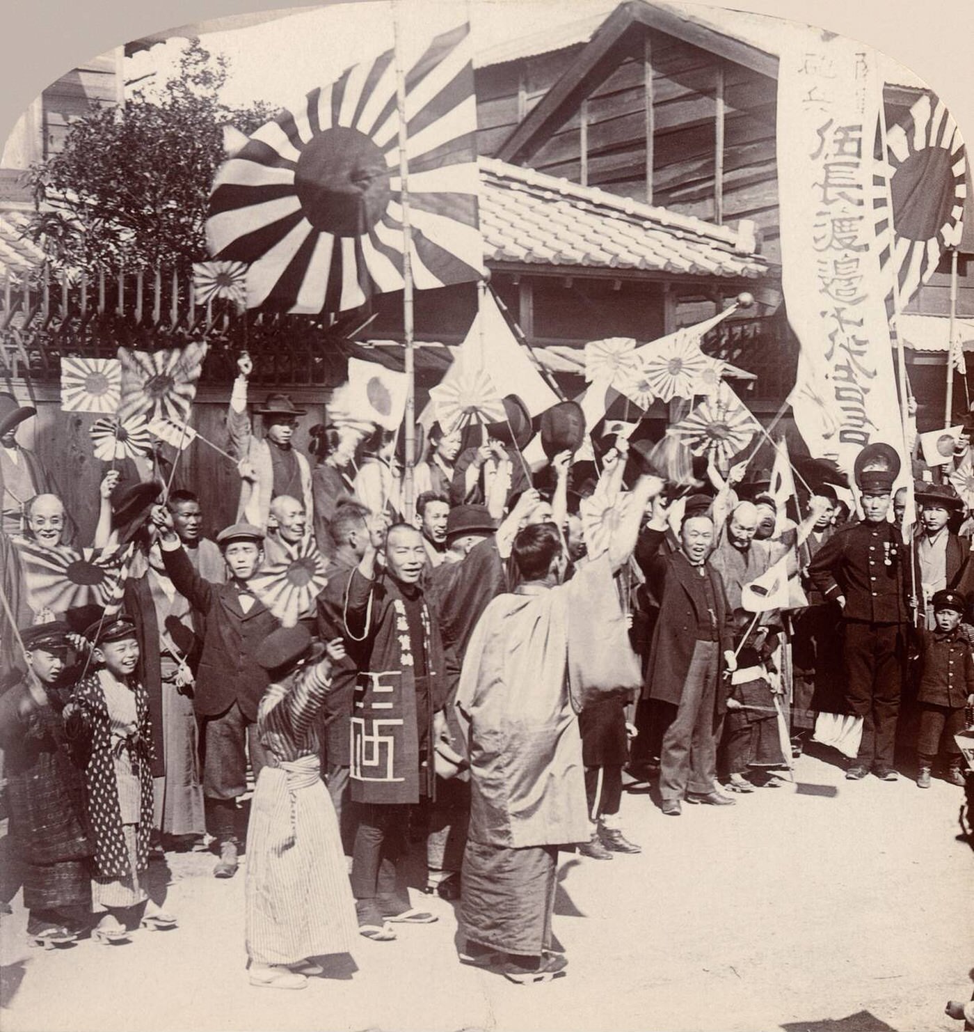 #32 Family and friends saying farewell to a young man going to war during the Russo-Japanese War, 1904.