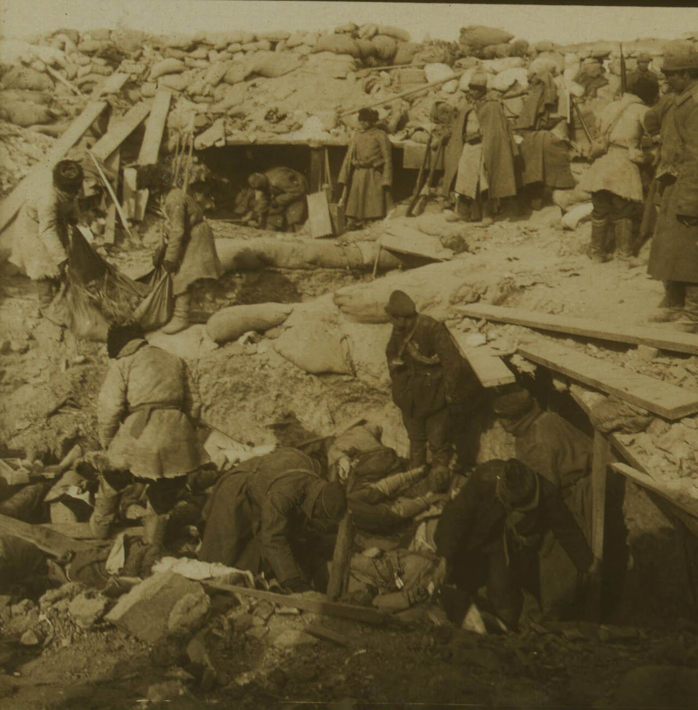 #39 Japanese buried by Russians inside fort, where every man entering was killed by bayonet in Port Arthur.