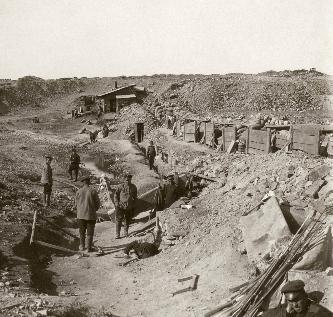 #47 Russian soldiers behind fortifications at Port Arthur, China, 1905.