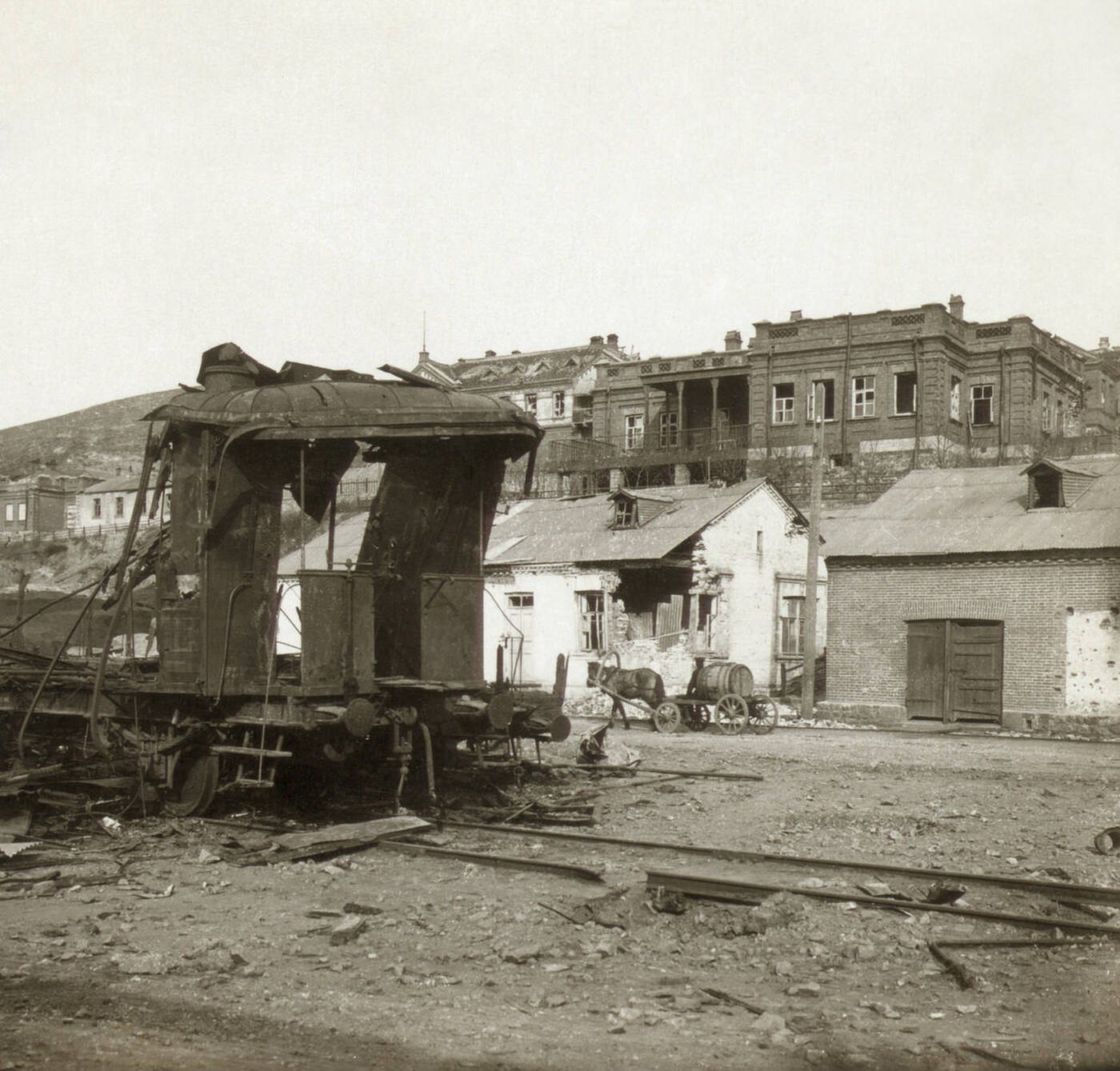 #51 Damage from the bombardment of Japanese shells in Port Arthur, China, 1905.