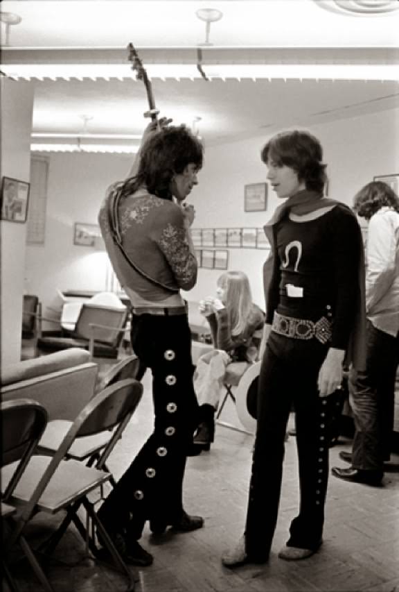 Keith Richards &; Mick Jagger backstage, 1969.
