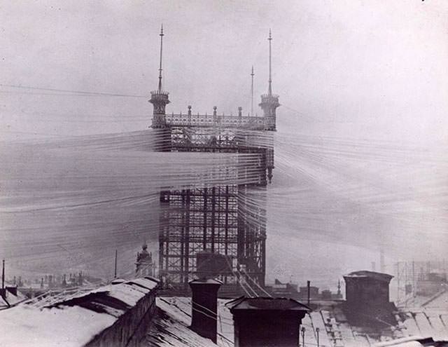 Stockholm’s Telefontornet, connecting over 5000 telephone lines in the city, 1890.