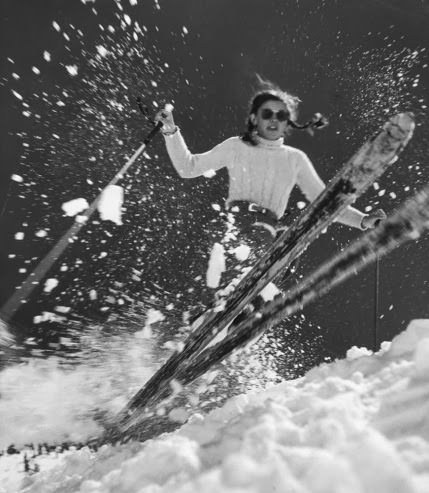 Fifteen-year-old Andrea Mead Lawrence, the first American alpine skier to win Olympic gold, training in 1947