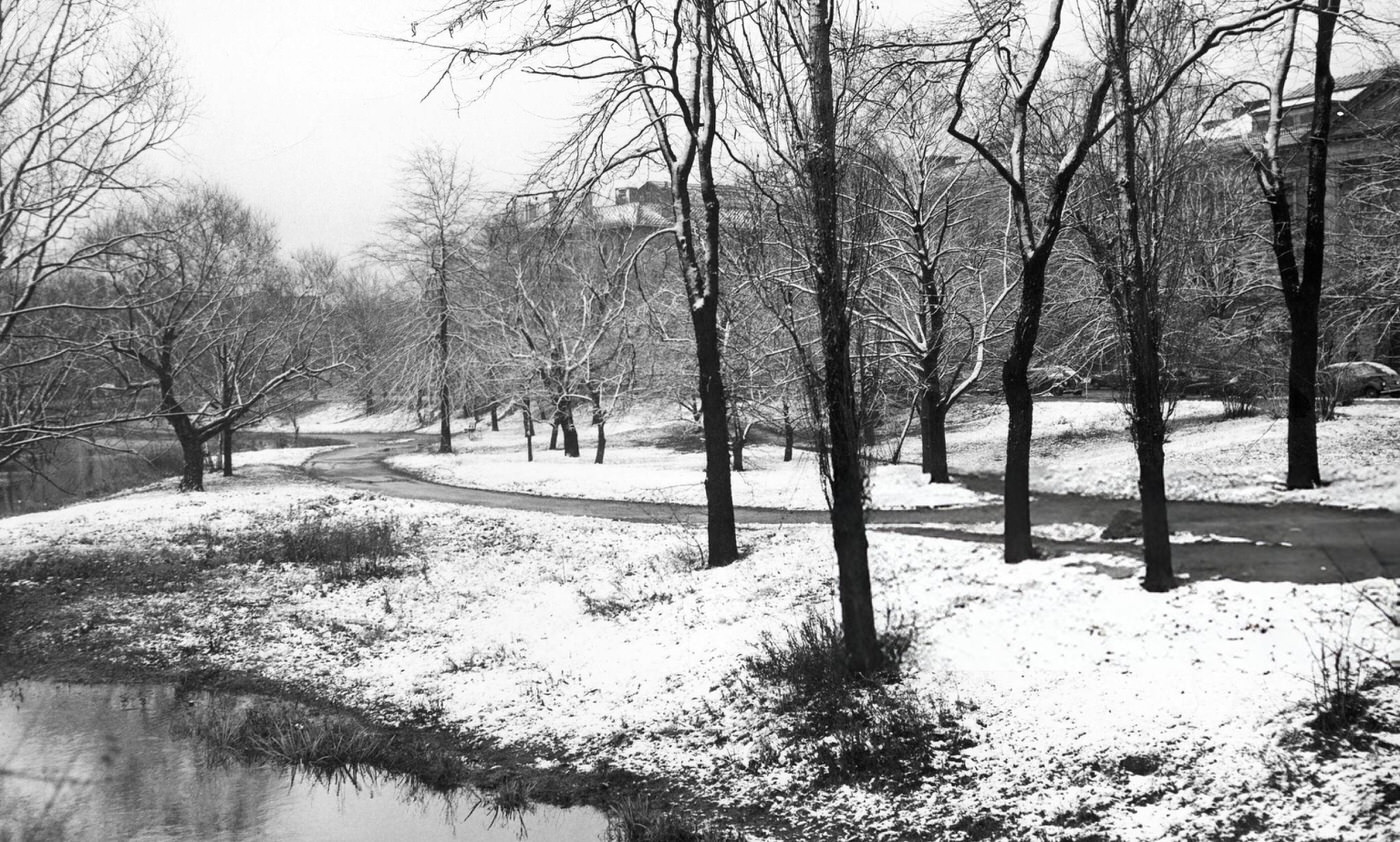 #31 The Back Bay Fens in Boston is covered in snow, 1948.
