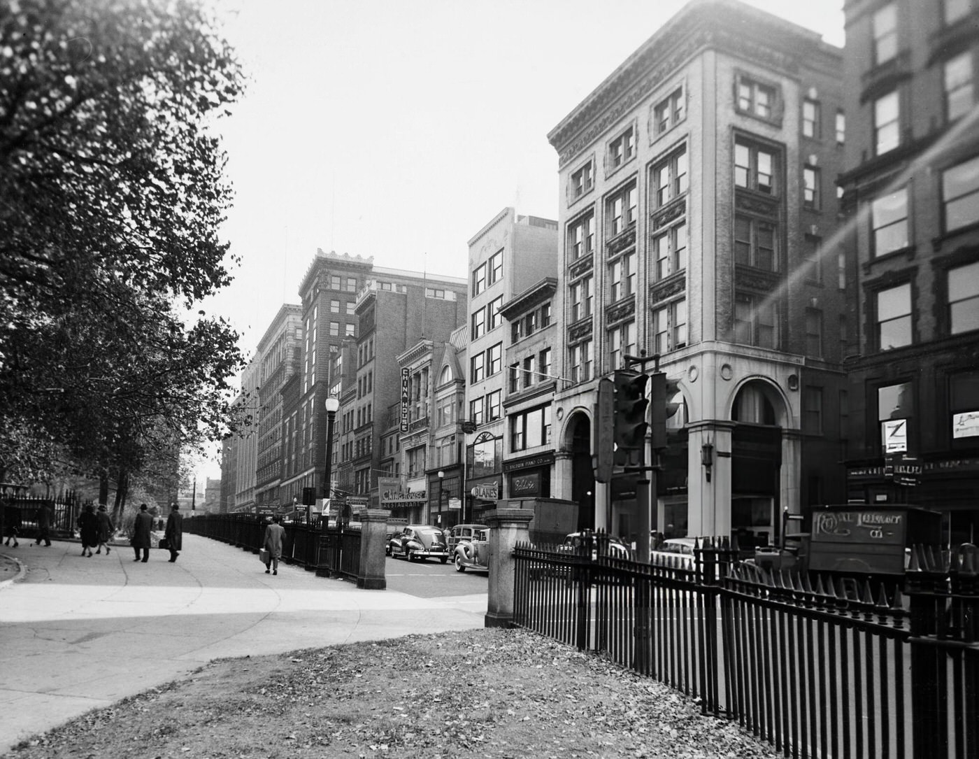 #40 Boylston Street looking east from Charles Street in Boston, 1940s.